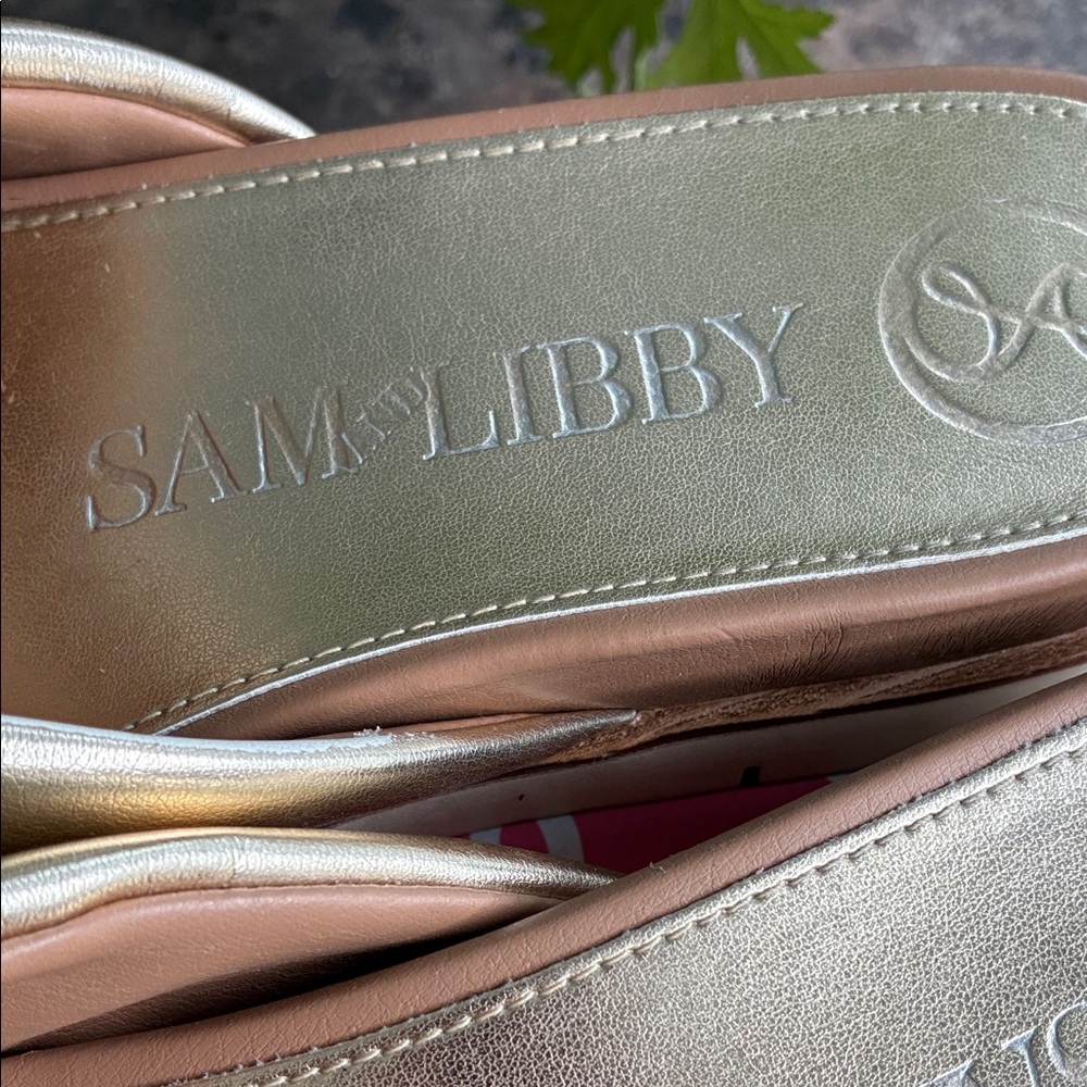 Sam & Libby Metallic Gold Knotted Slide Mules - Picture 2 of 7